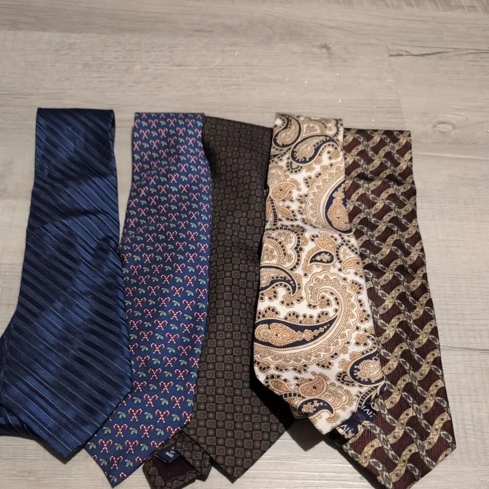 LOT OF 5 VINTAGE Silk ties Givenchy Polo Ralph Lauren Claiborne p Perry Ellis